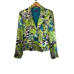 Vintage Russell Kemp blazer dressy designer 100% silk bold colorful rayon lining